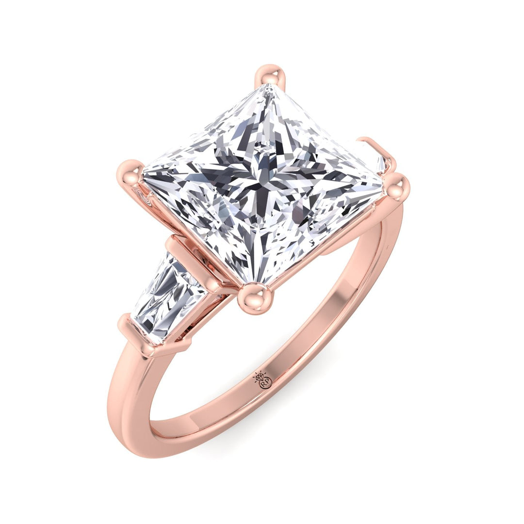 Princess Cut Engagement Ring With Tapered Baguette Sidestones