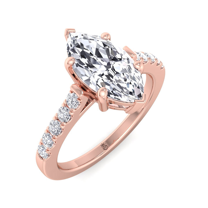 Marquise Cut Engagement Ring 6 Prongs With Sidestones