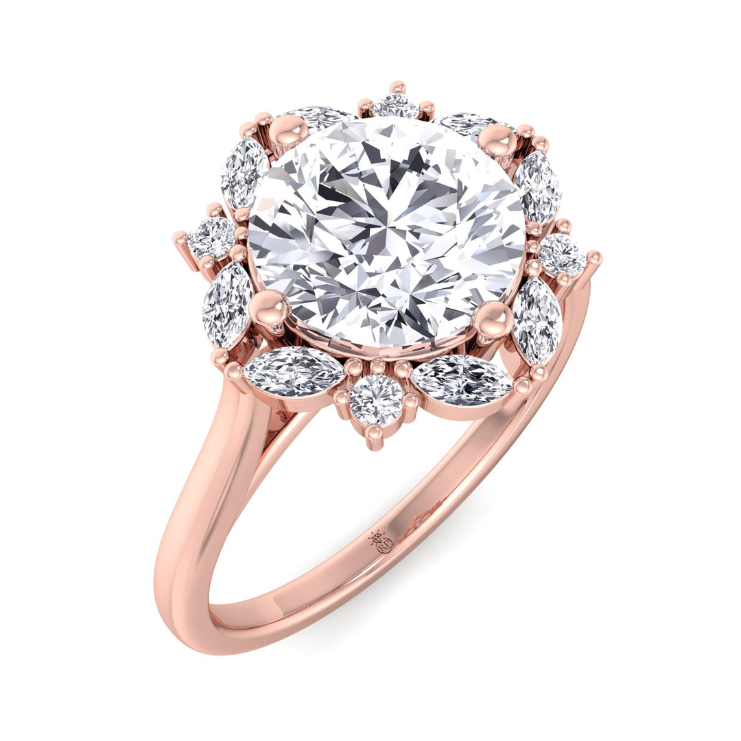 Round and Marquise Cluster   Engagement Ring