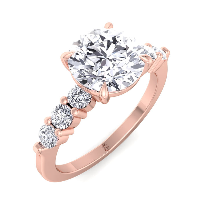 Round Cut Engagement Ring with Sidestones