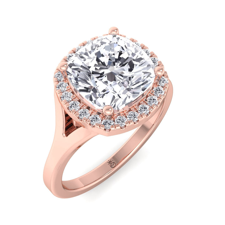 Cushion Cut Solitaire Engagement Ring With Halo