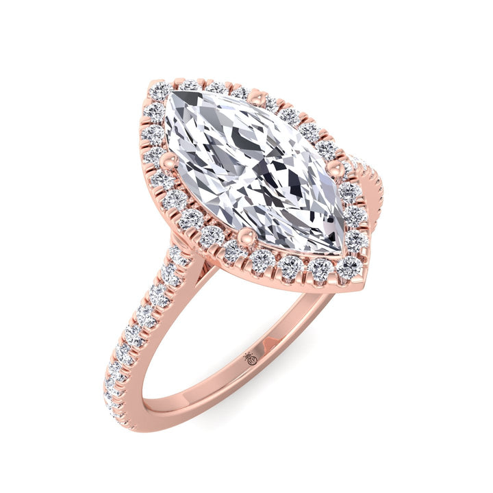 Marquise Cut Engagement Ring With Sidestones &amp; Halo