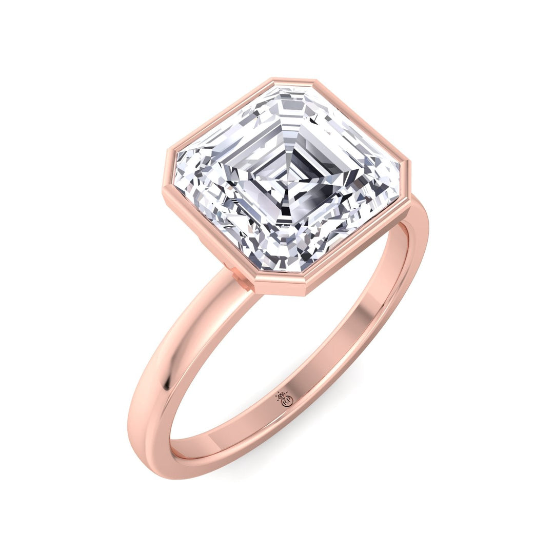 Asscher Cut Bezel Set Solitaire Engagement Ring