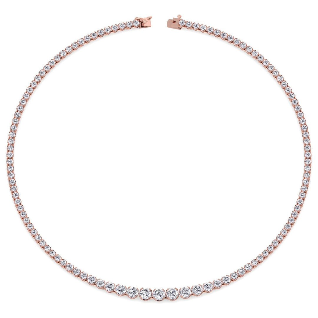 10 Carat Graduated Illusion Set Tennis Necklace Solid Gold