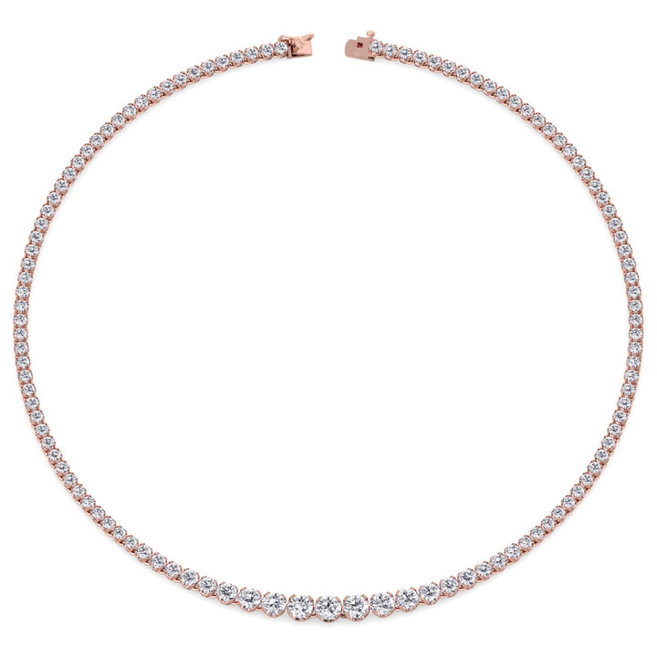 10 Carat Graduated Illusion Set Tennis Necklace Solid Gold
