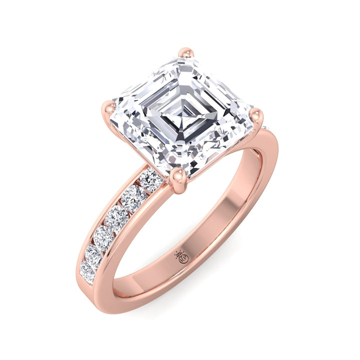 Asscher Cut Engagement Ring With Channel Set Sidestones
