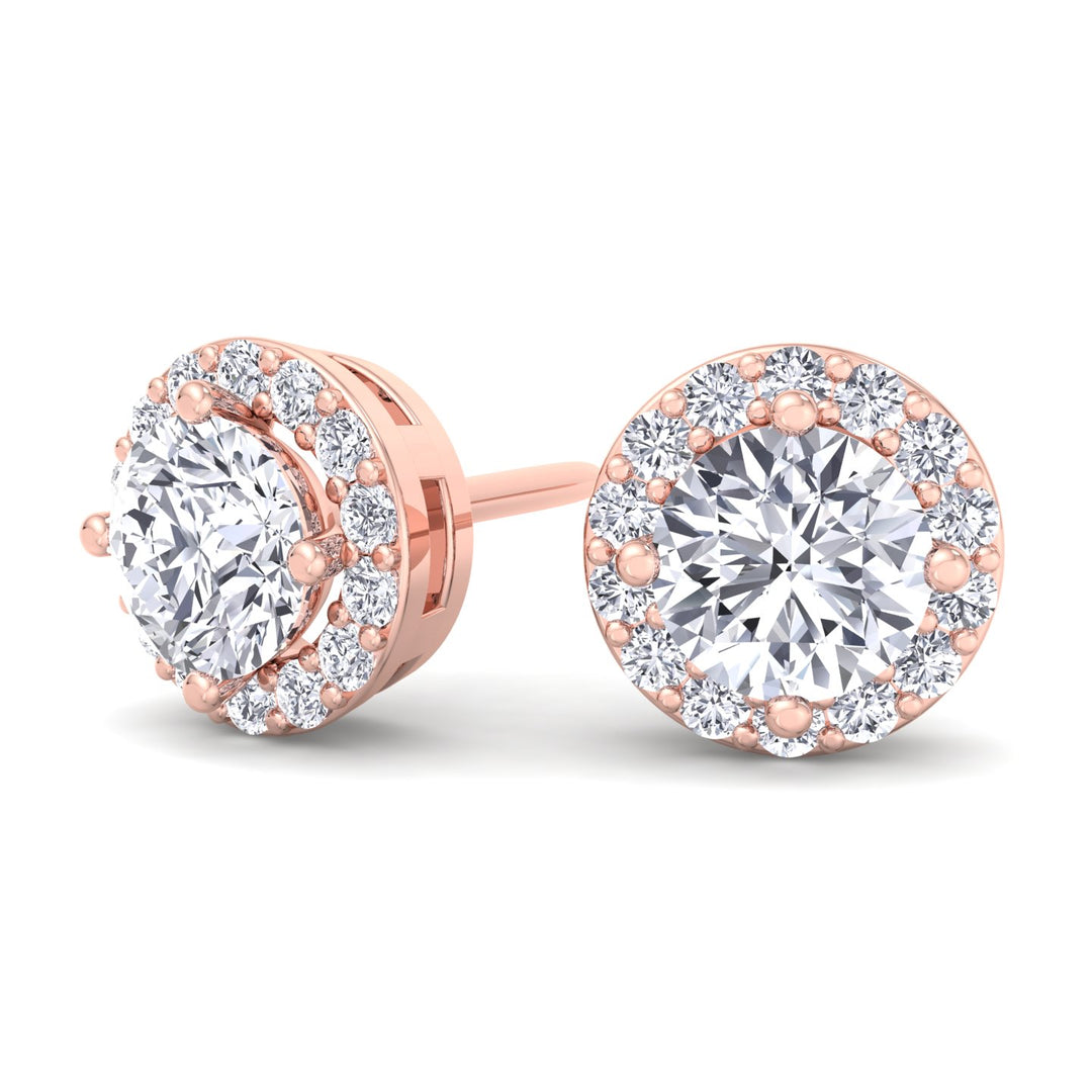 Round Cut Halo Studs