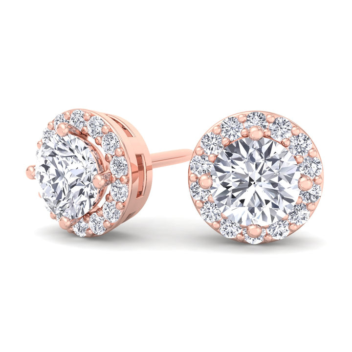 Round Cut Halo Studs