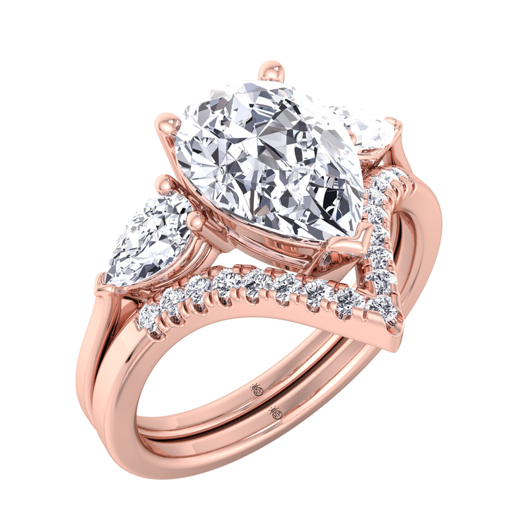 Matching Pave Wedding Band with Curve (0.06 CT)