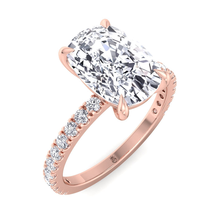 Elongated Cushion Cut Engagement Ring With Sidestones