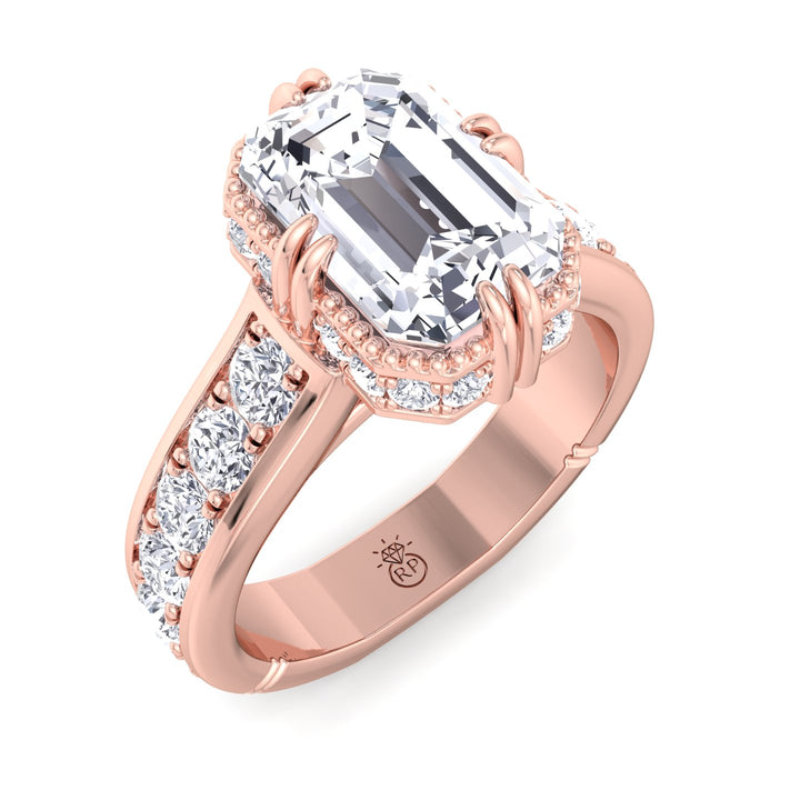 Emerald Cut   Detailed Engagement Ring