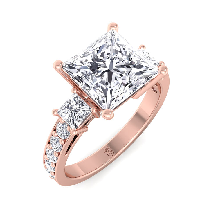 Princess Cut Engagement Ring with Sidestones