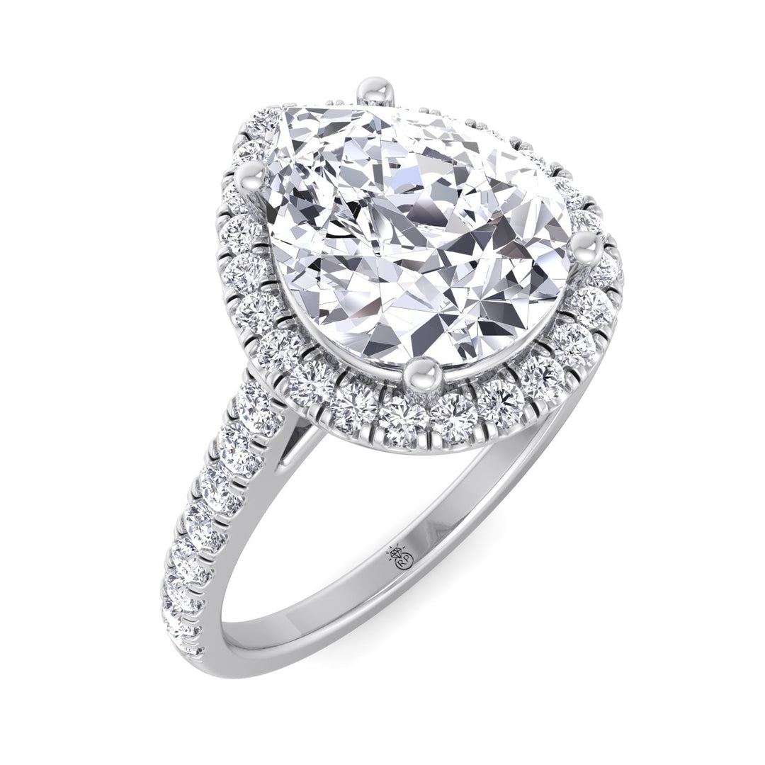Pear Shape Halo   Engagement Ring with Sidestones