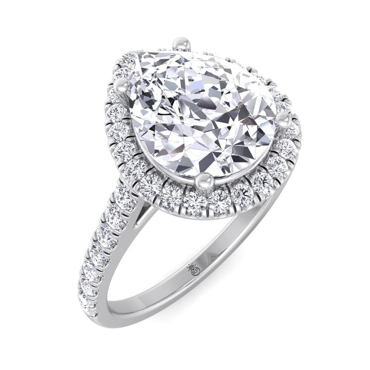 Pear Shape Halo   Engagement Ring with Sidestones