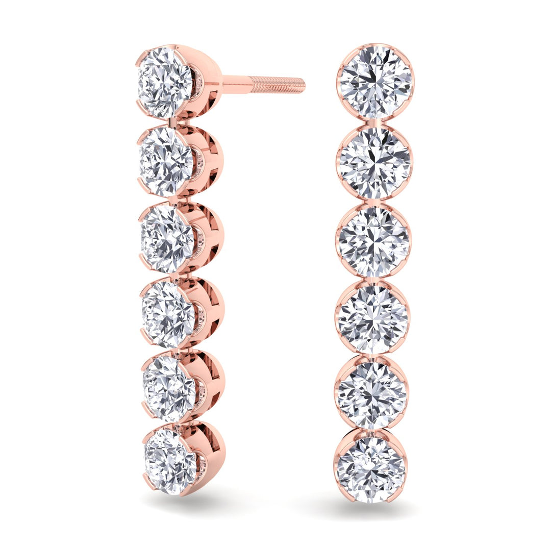 Round Cut Tennis Drop Earrings