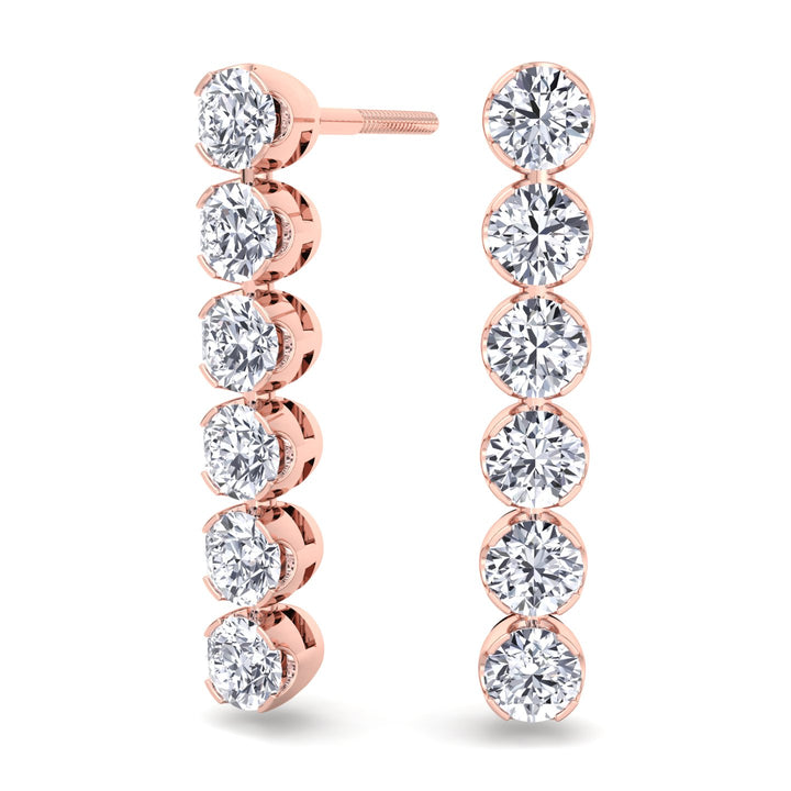 Round Cut Tennis Drop Earrings