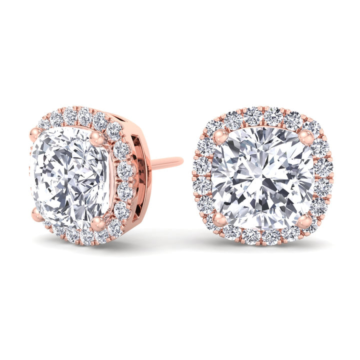 Cushion Cut Halo Studs
