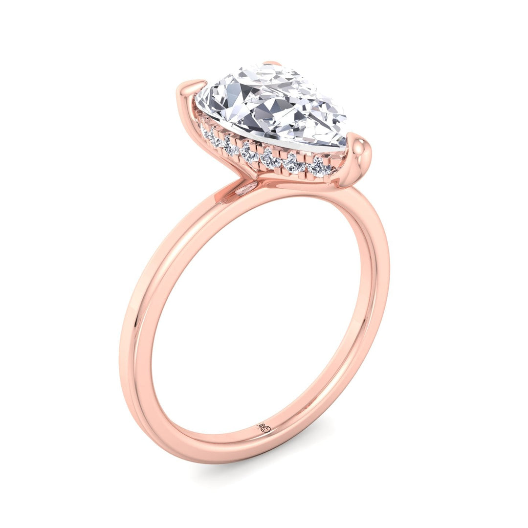 Pear Shape Engagement Ring with Hidden Halo
