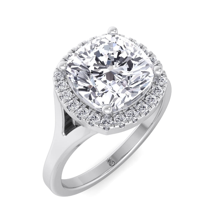 Cushion Cut Solitaire Engagement Ring With Halo