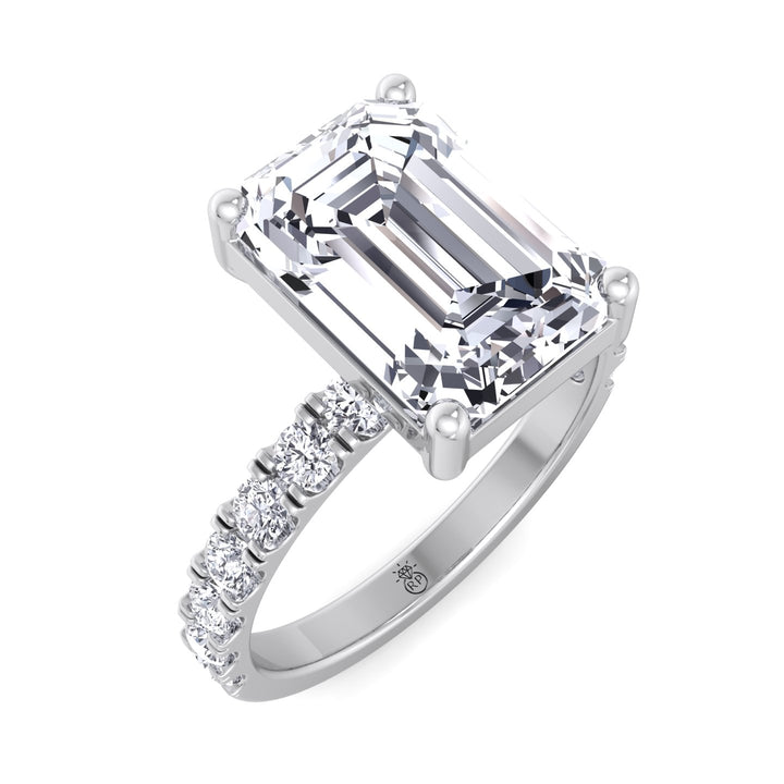 Emerald Cut Engagement Ring with Sidestones