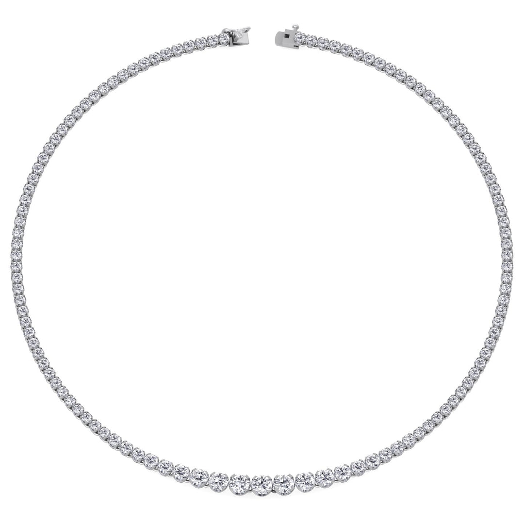 10 Carat Graduated Illusion Set Tennis Necklace Solid Gold