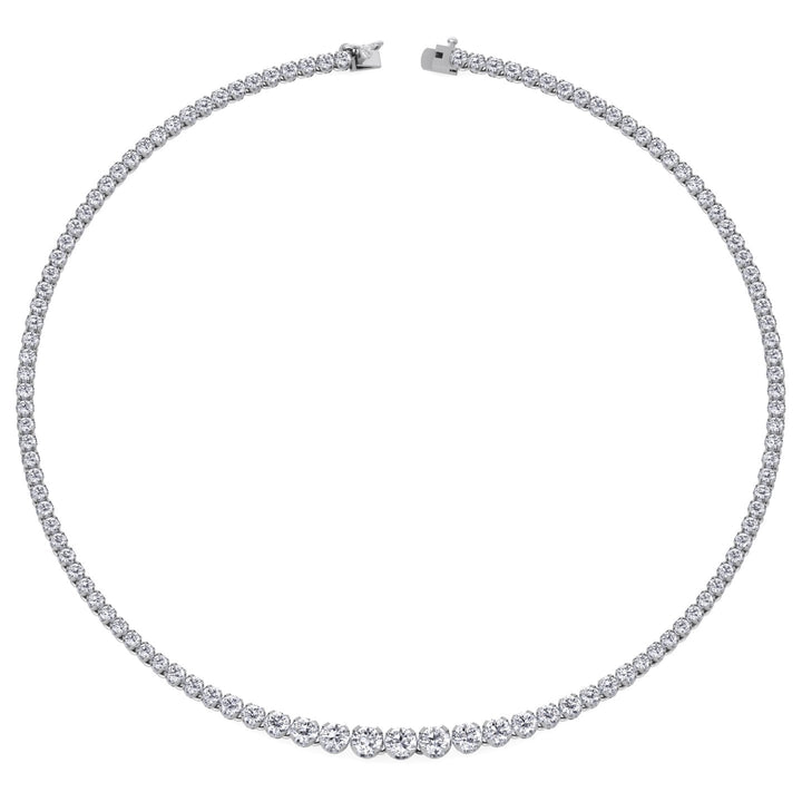 10 Carat Graduated Illusion Set Tennis Necklace Solid Gold