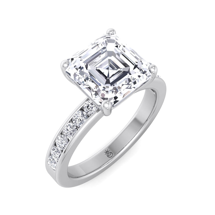 Asscher Cut Engagement Ring With Channel Set Sidestones