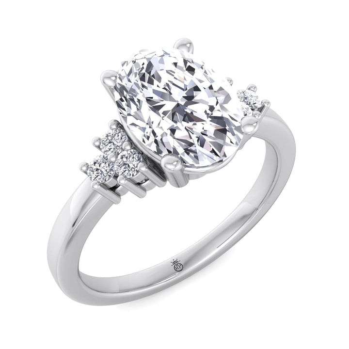 Oval Cut Engagement Ring with Round Side Stones