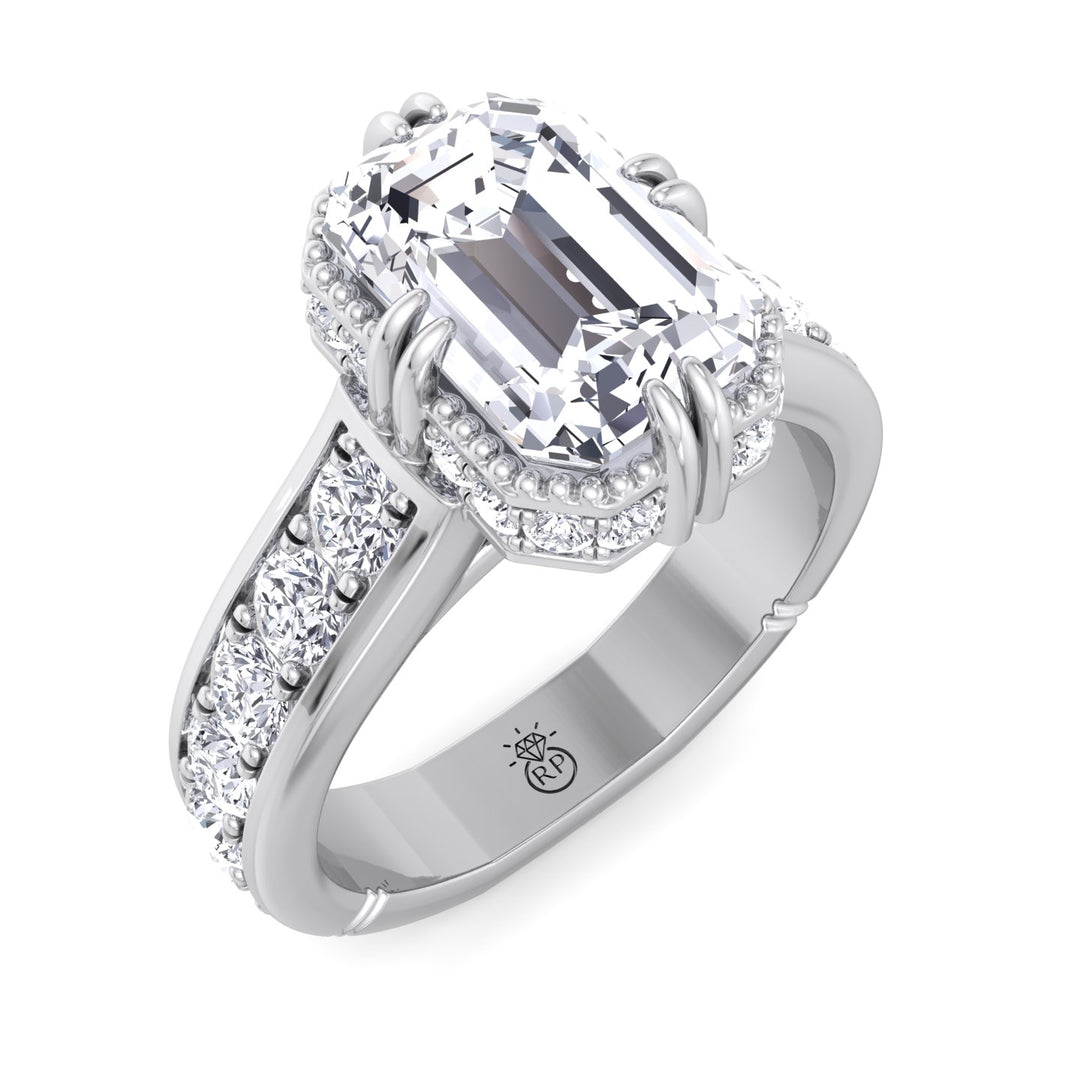 Emerald Cut   Detailed Engagement Ring