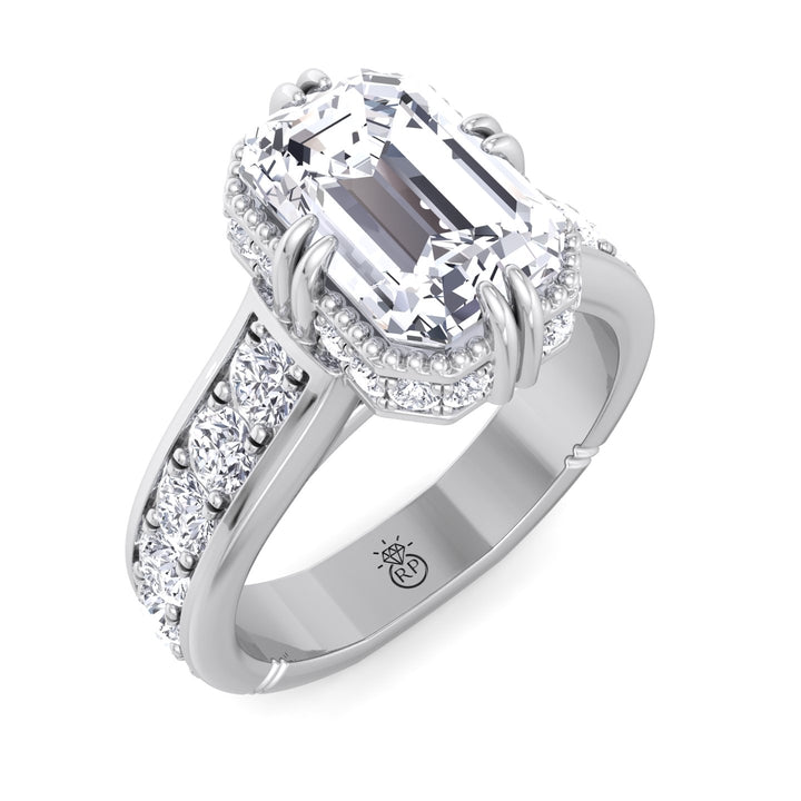 Emerald Cut   Detailed Engagement Ring