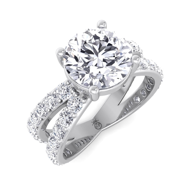 Round Cut Engagement Ring With Double Band