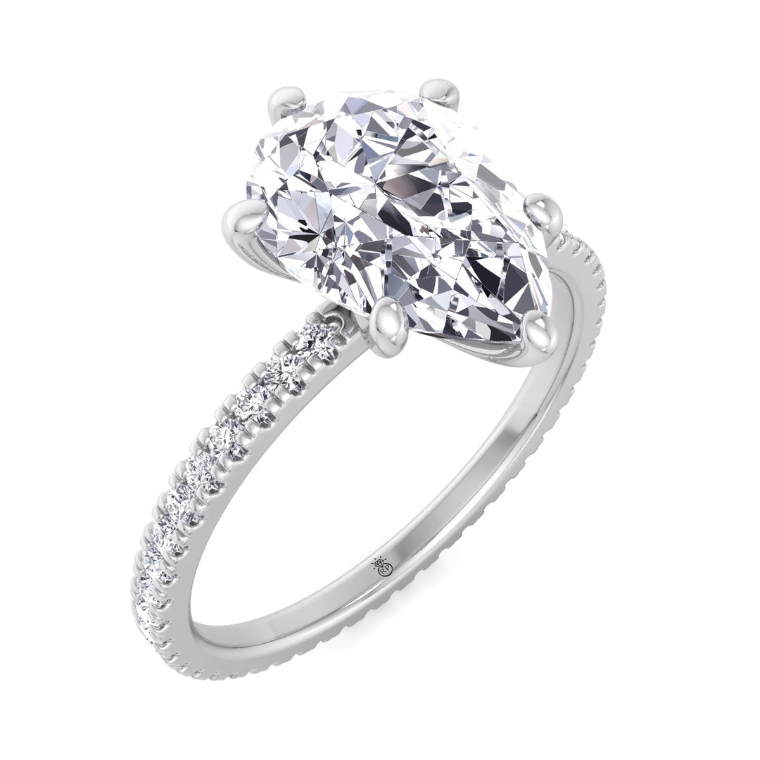 Pear Shape Engagement Ring with Round Side Stones