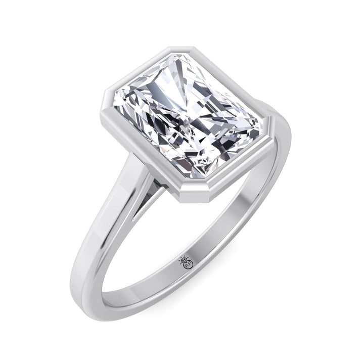 Radiant Cut Solitaire Engagement Ring Bezel Set