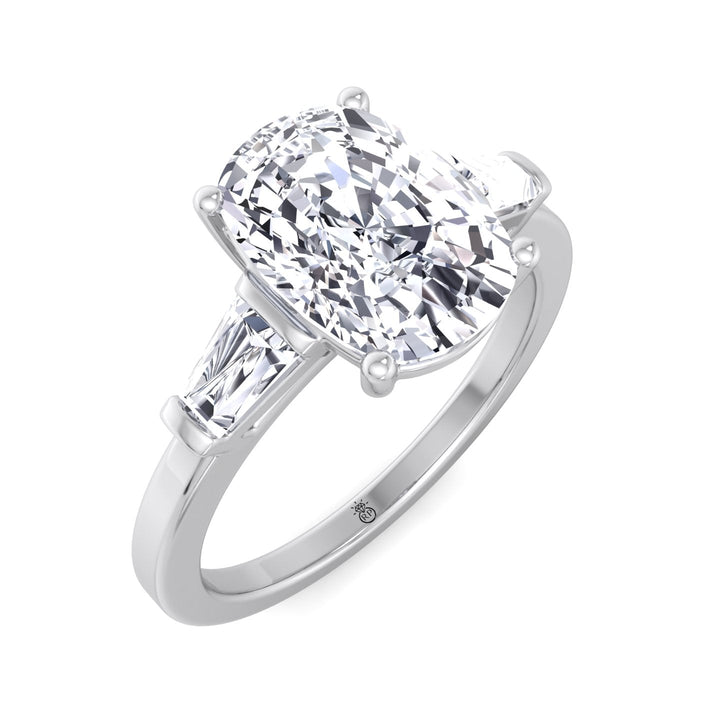 Elongated Cushion Cut Engagement Ring With Tapered Baguette Sidestones