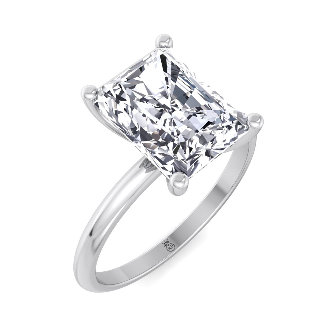 Radiant Cut Invisible Halo Engagement Ring