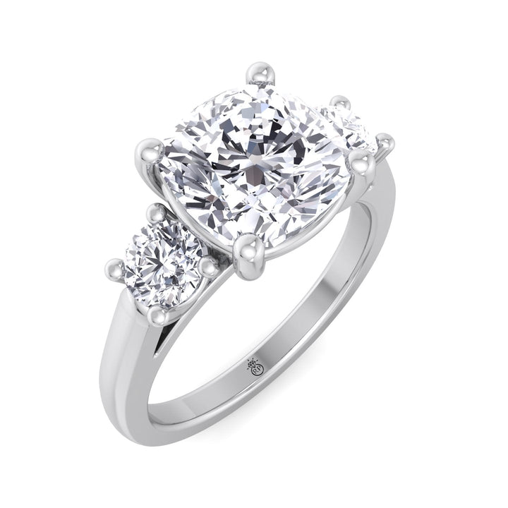 Cushion Cut   Engagement Ring With Round Sidestones