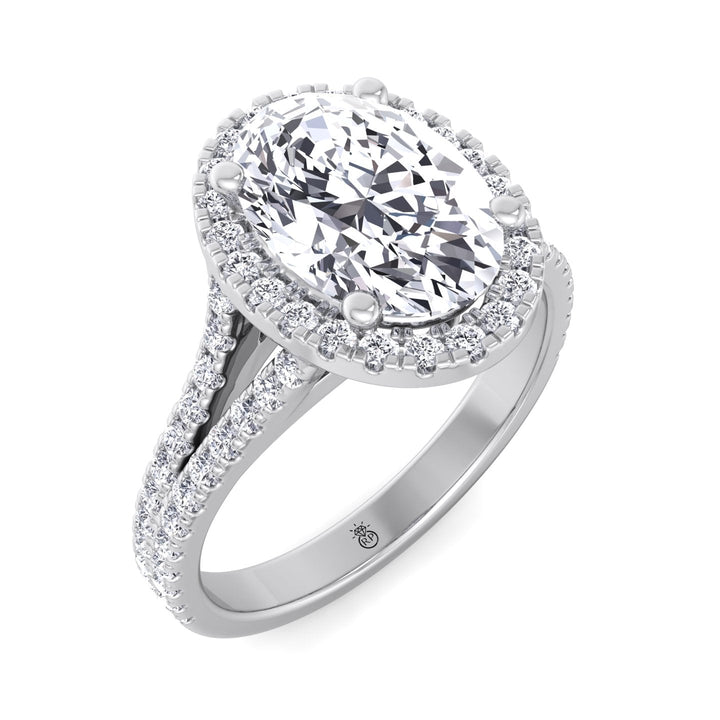 Oval Cut Engagement Ring with Round Side Stones