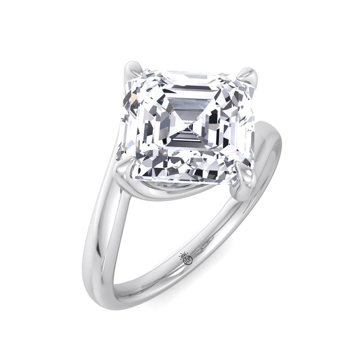 Asscher Cut Twisted Band Solitaire Engagement Ring