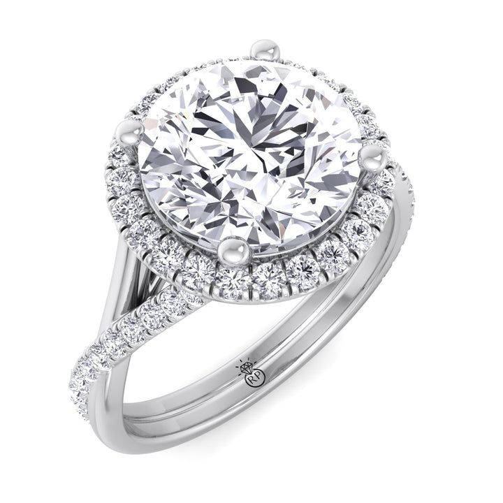 Round Cut Halo Engagement Ring with Twist Band