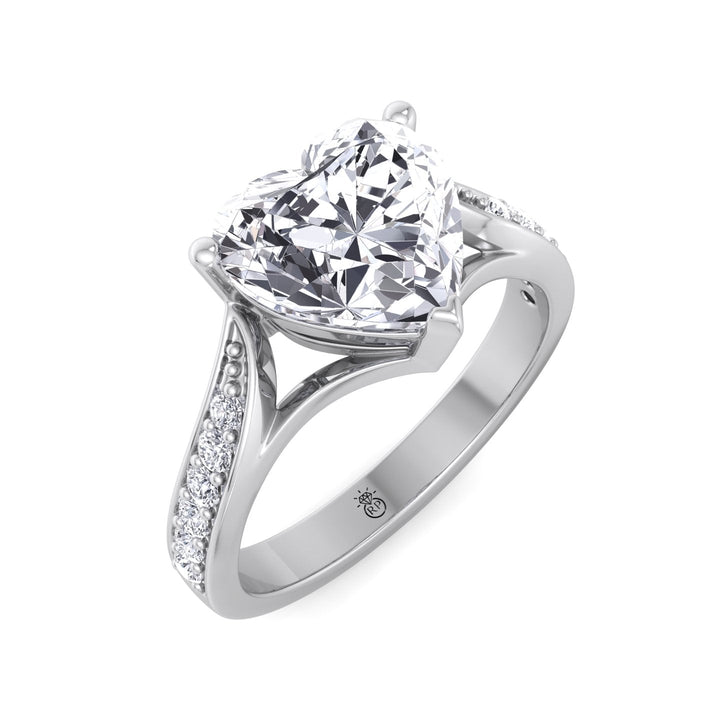 Heart Shape Engagement Ring With Detailed Band
