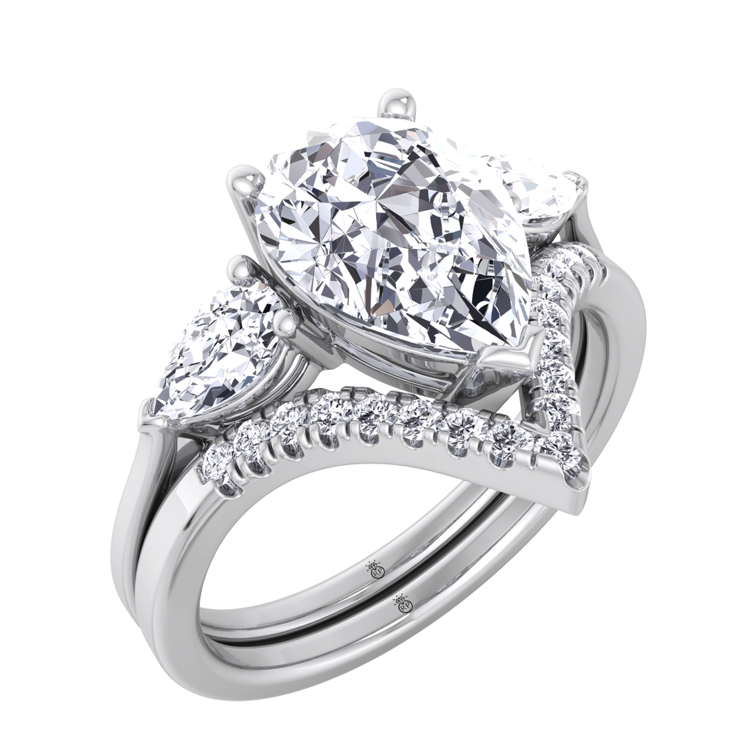 Matching Pave Wedding Band with Curve (0.06 CT)