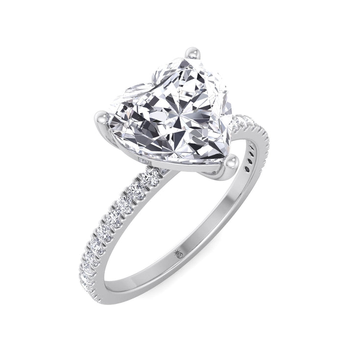 Heart Shape Engagement Ring With Sidestones