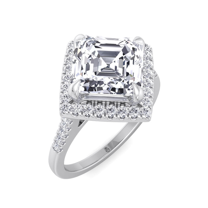 Asscher Cut Kite Set Engagement Ring With A Halo