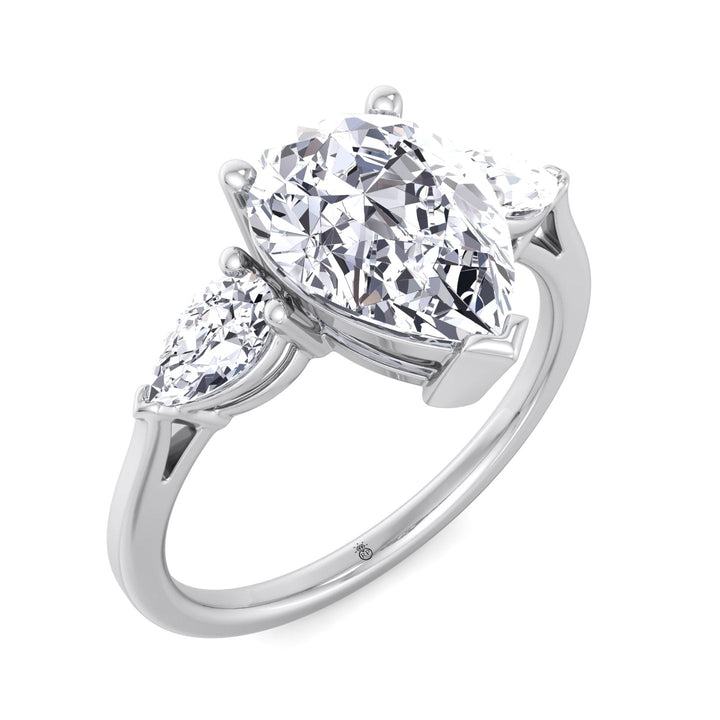 Pear Shape   Engagement Ring With Pear Sidestones