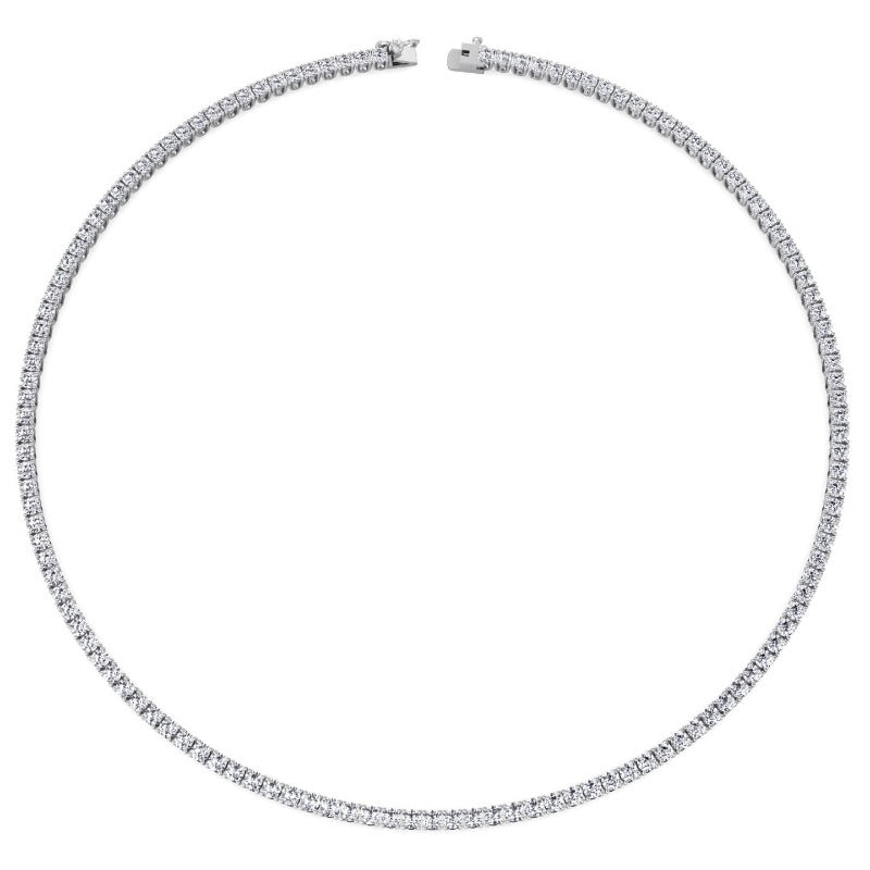 10 Carat 4 Prong Tennis Necklace 14K Solid Gold 16"
