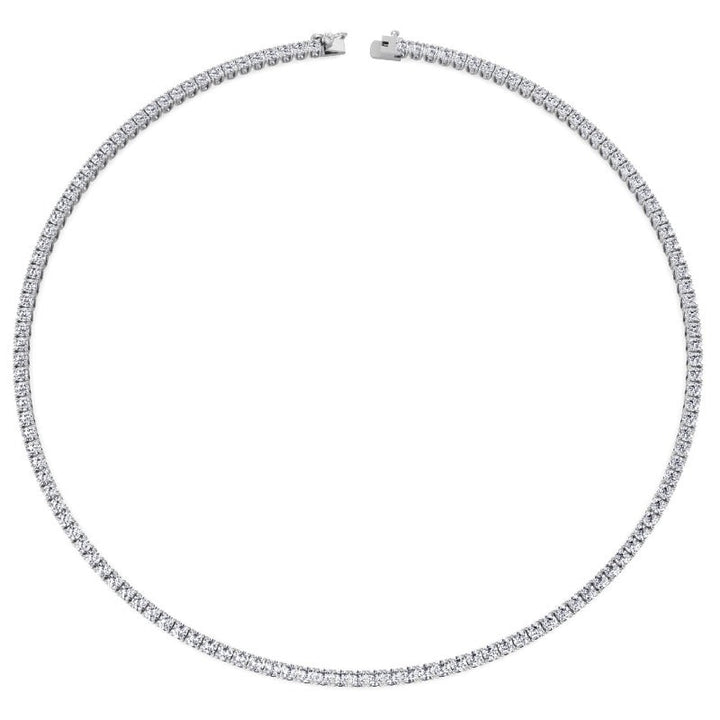 10 Carat 4 Prong Tennis Necklace 14K Solid Gold 16"