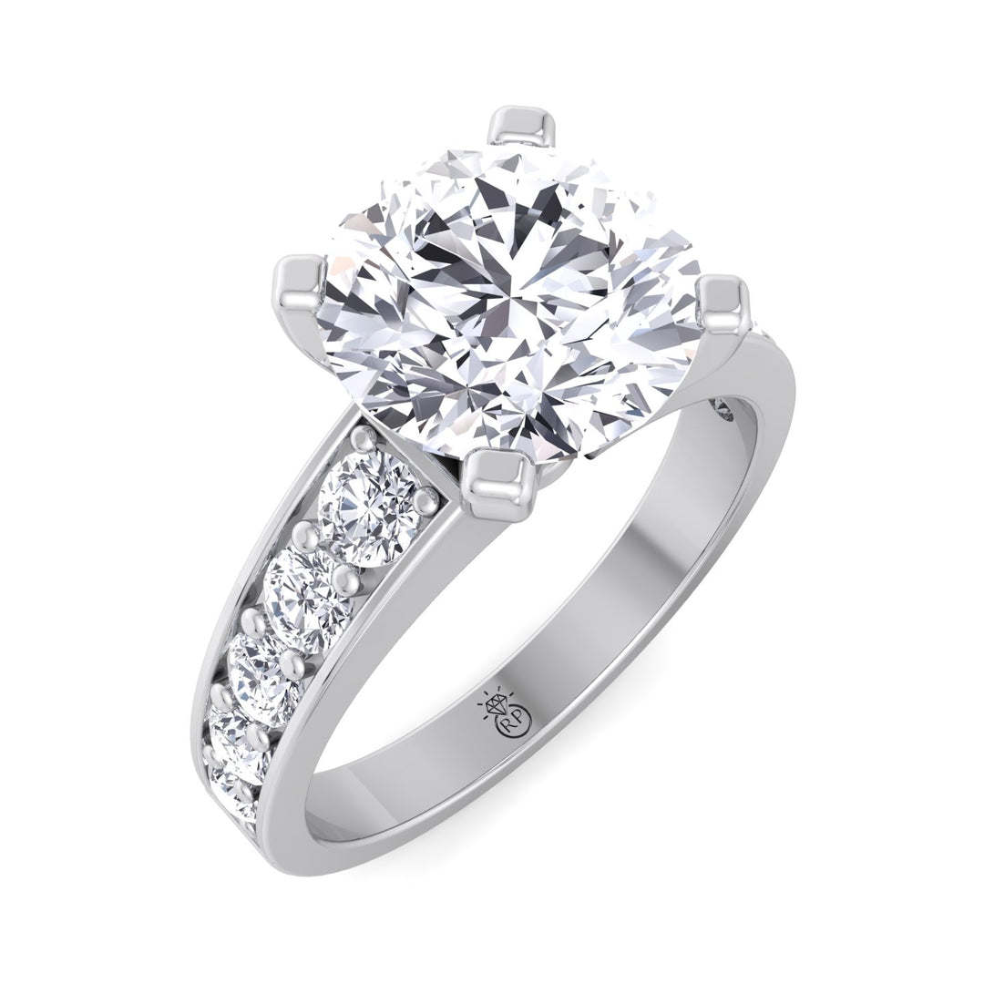 Round Cut Engagement Ring with Sidestones