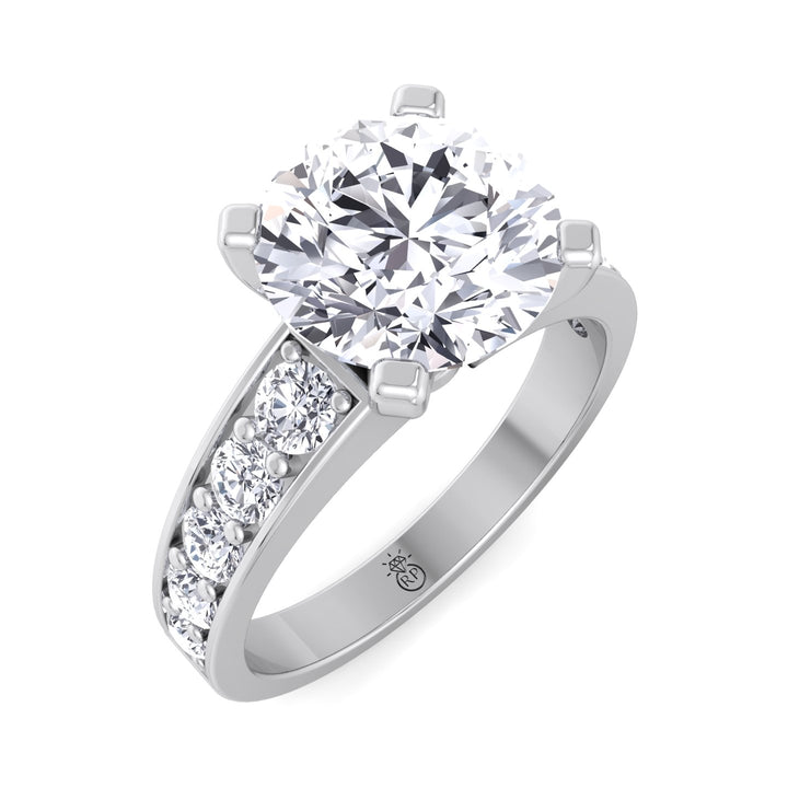 Round Cut Engagement Ring with Sidestones