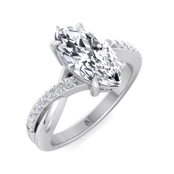 Marquise Cut Engagement Ring With Pavé Twist Band
