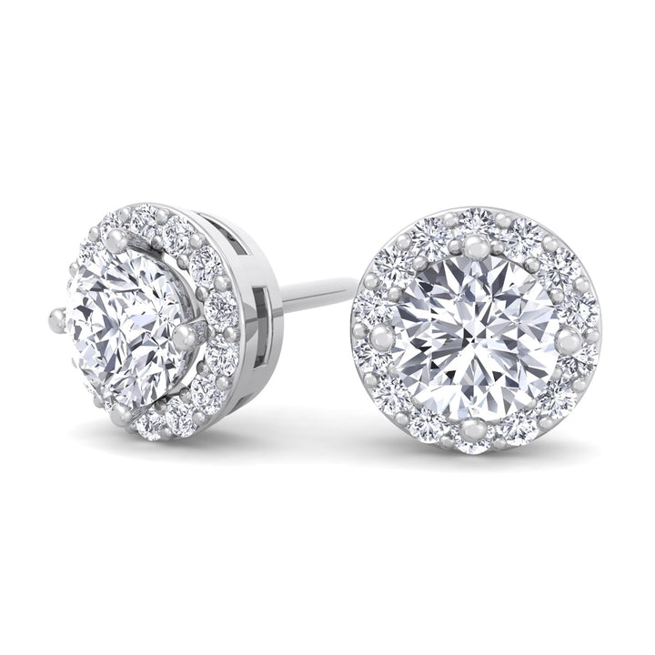 Round Cut Halo Studs